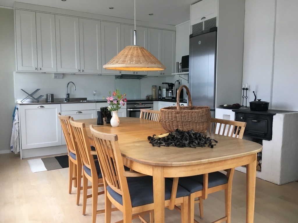 Kitchen and on the table new picked Horns of plenty