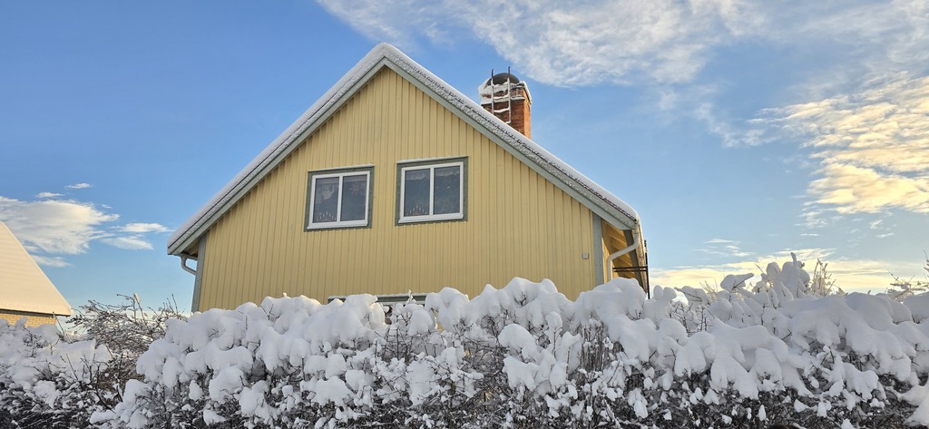 The house in wintertime from the way