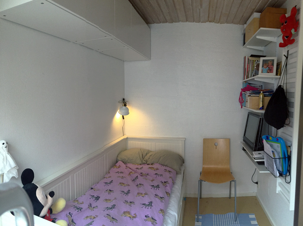 Small bedroom downstairs with a  pull-out double bed