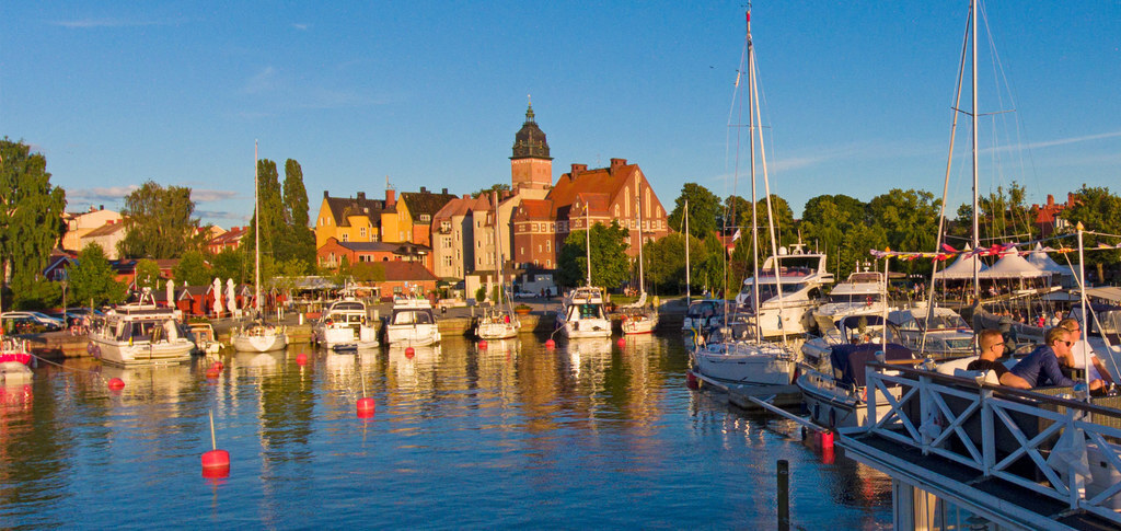 Strängnäs surrounded by water.