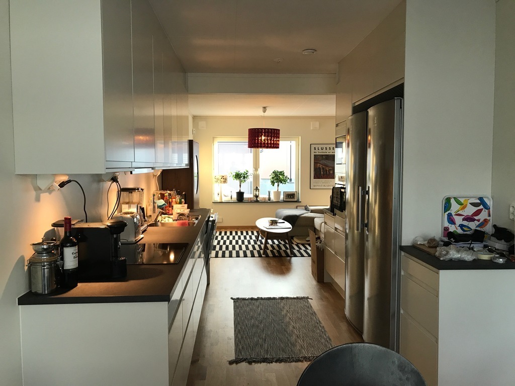 Kitchen and livingroom at the back