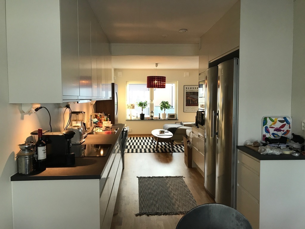 Kitchen and livingroom at the back