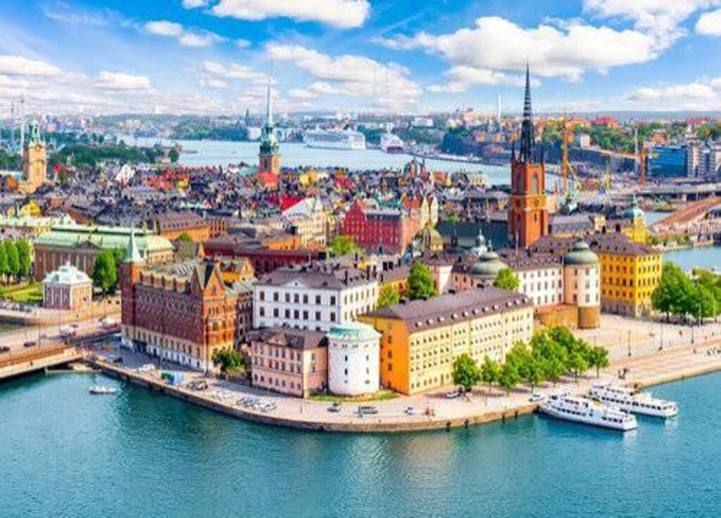Part of Old town of beautiful Stockholm (not view from home :-)). Stockholm is based on Island meaning a lot of water all aro...