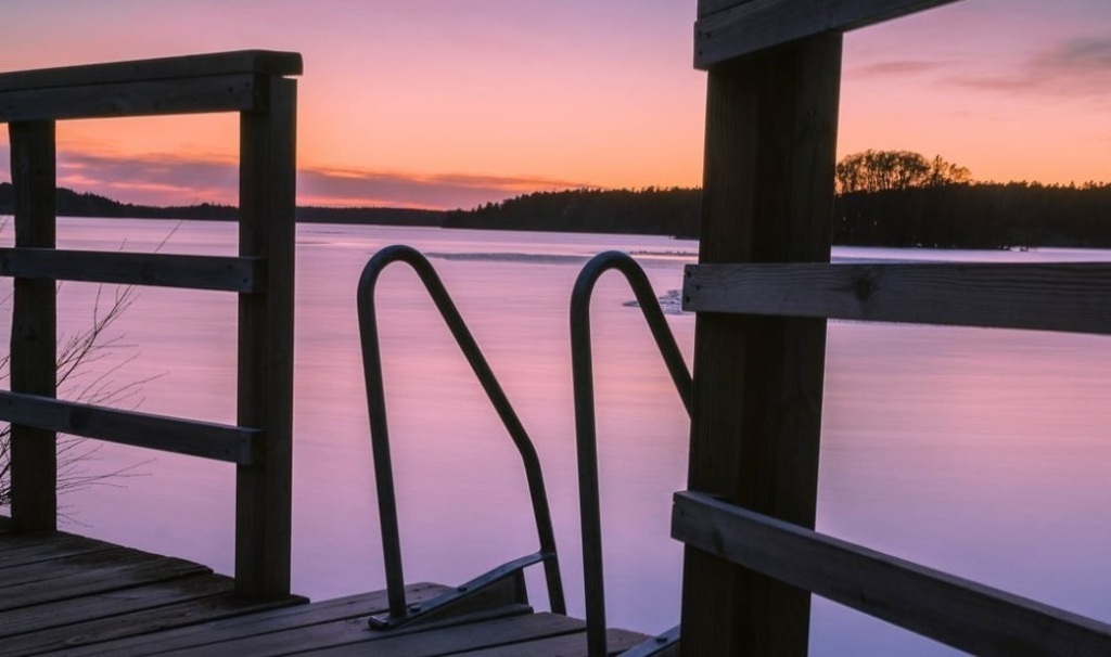 A summer evening swim by the popular swimming area on a pier. Five minute walk.