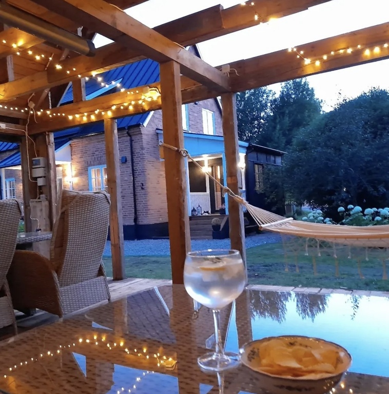 from the lounge sofa at night 