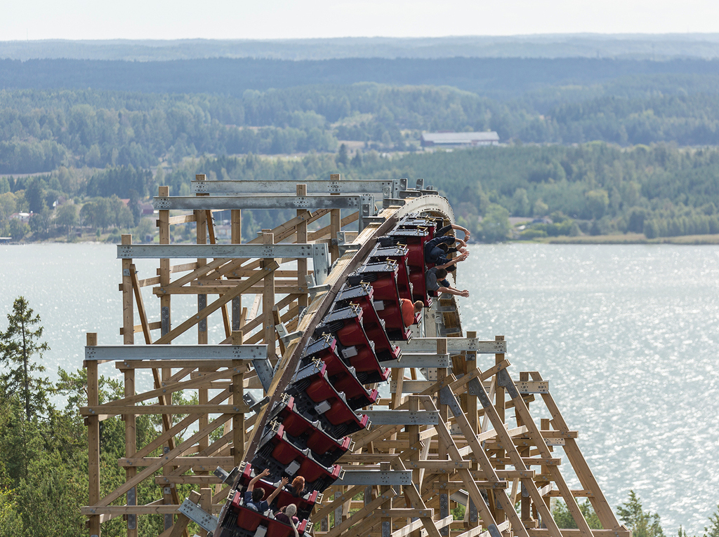 Wooden roller coaster at Kolmården wildlife park 