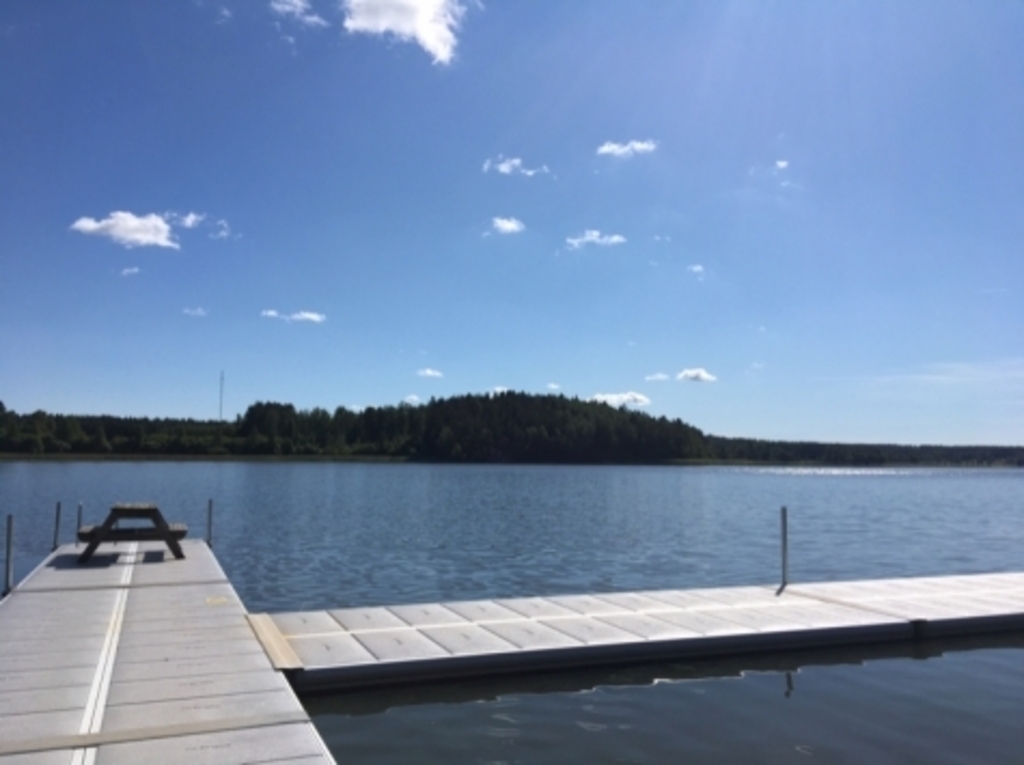 Lake with jettys close to our home, Bålsjön 