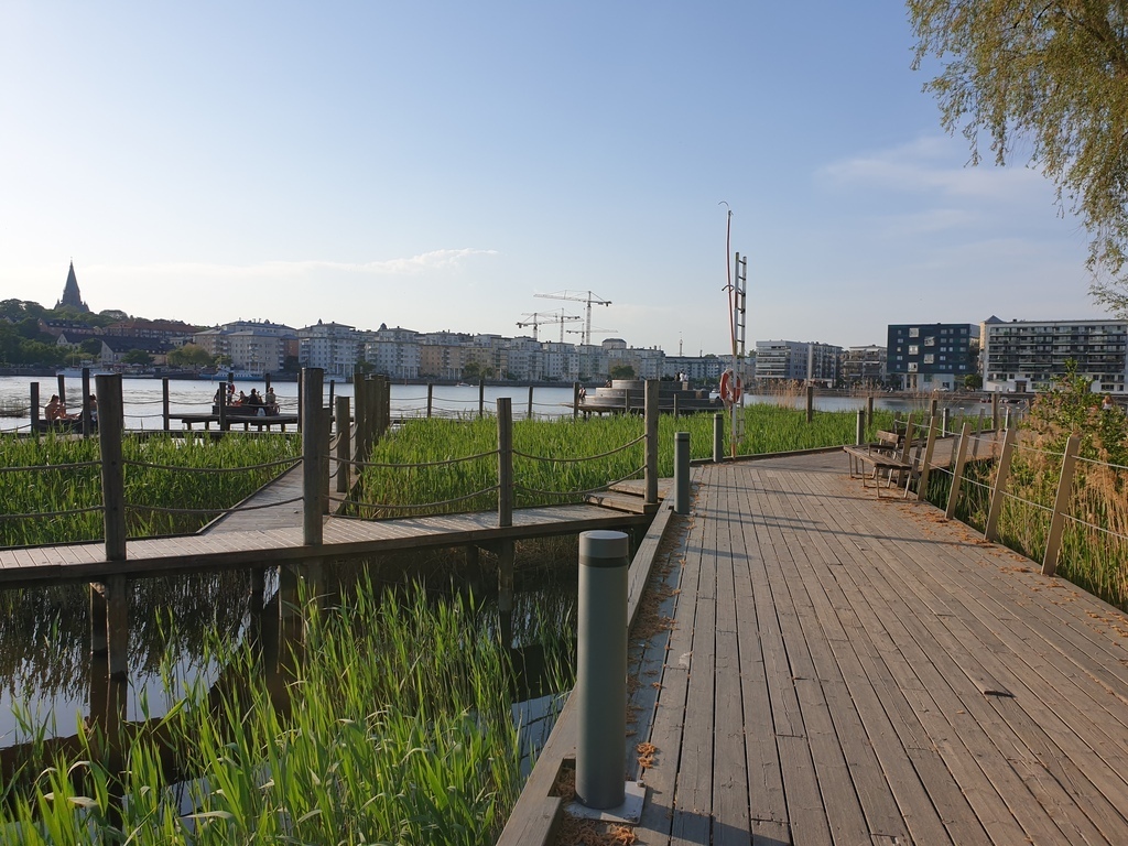 Wooden walkways in Hammarby sjöstad.