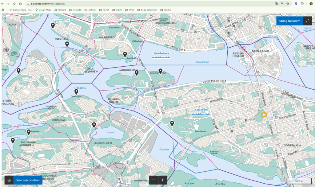 Public beaches in central Stockholm.