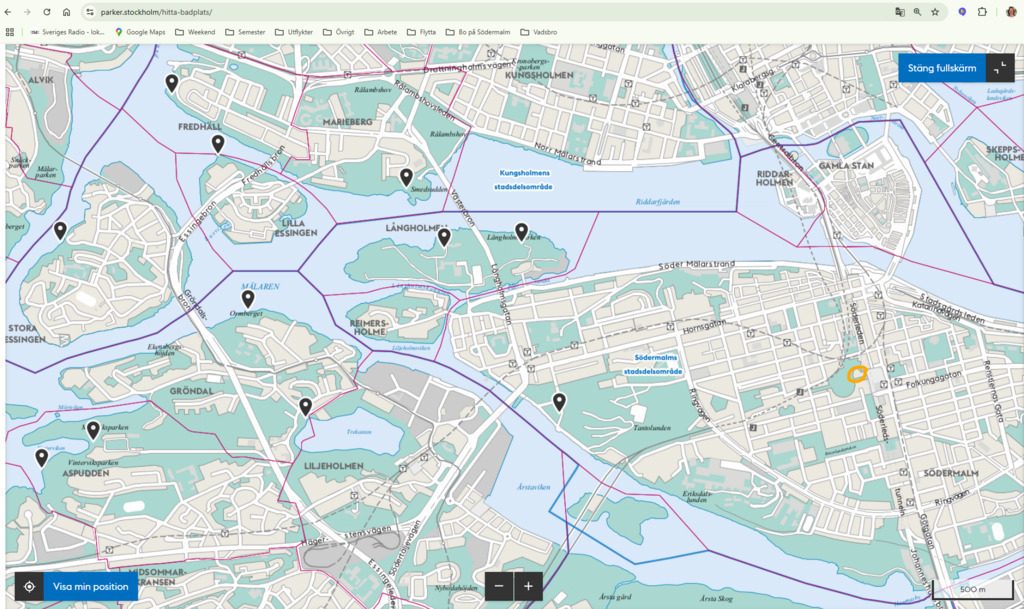Public beaches in central Stockholm.