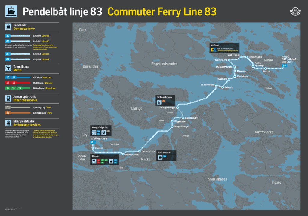 Map of one of the boat lines that are part of public transport and are included in the ticket.