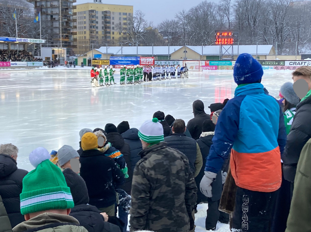 Watching a game of bandy at Zinkensdamm.