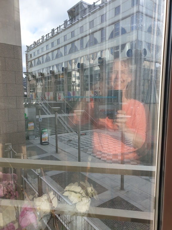 The view out from the French balcony towards Coop.