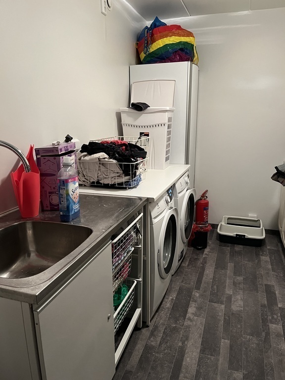 Washing machine and dryer on second floor