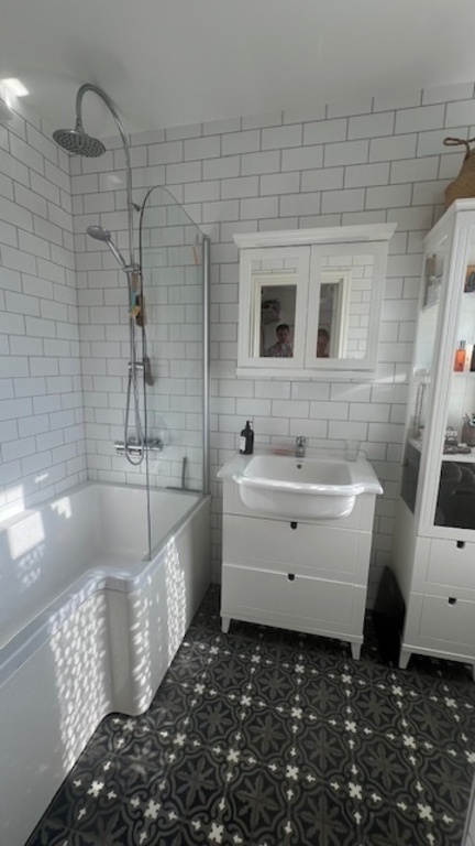 Two modern bathrooms with everything a family needs. One on each floor. 