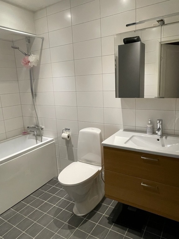 One of three bathrooms