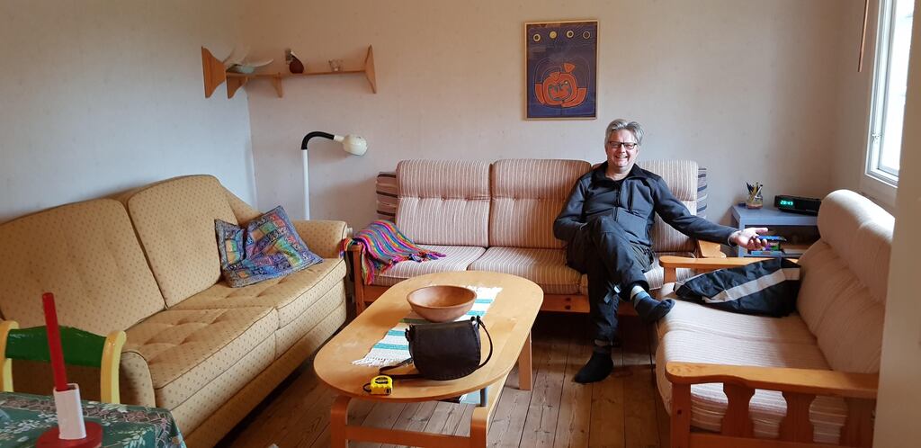 The living room-part of the big house. The yellow sofa is also a twin bed.