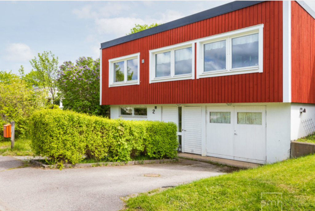 Our house, with garage and parking lot