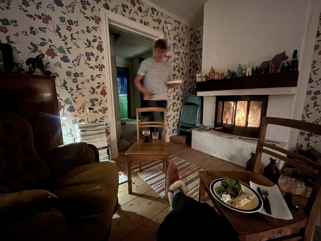 The living room during a cozy evening in the fall after a day outside in the forest picking mushrooms!