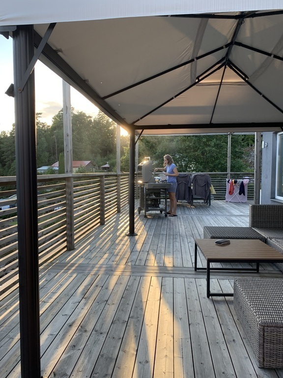 Summer BBQ on the terrasse after a day by the lake