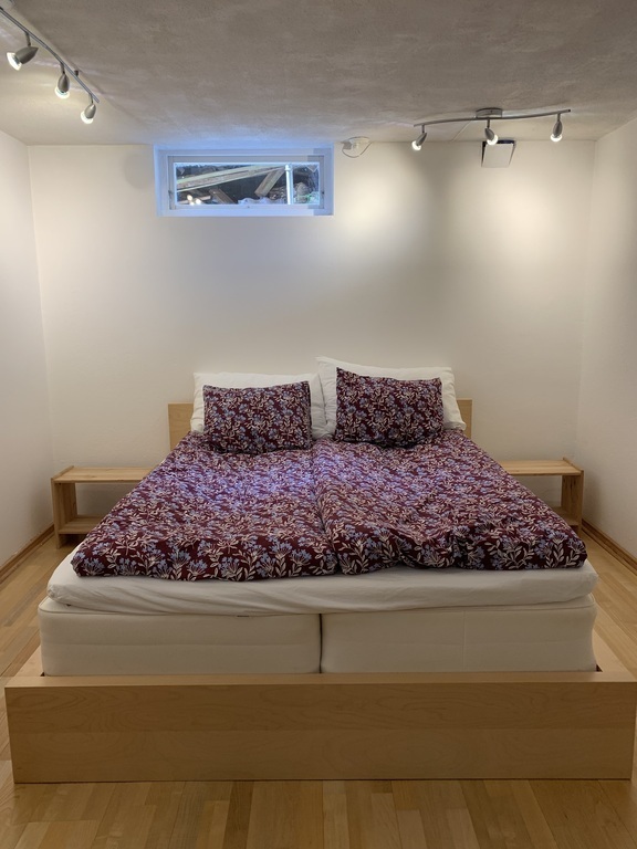 The bedroom in the basement.