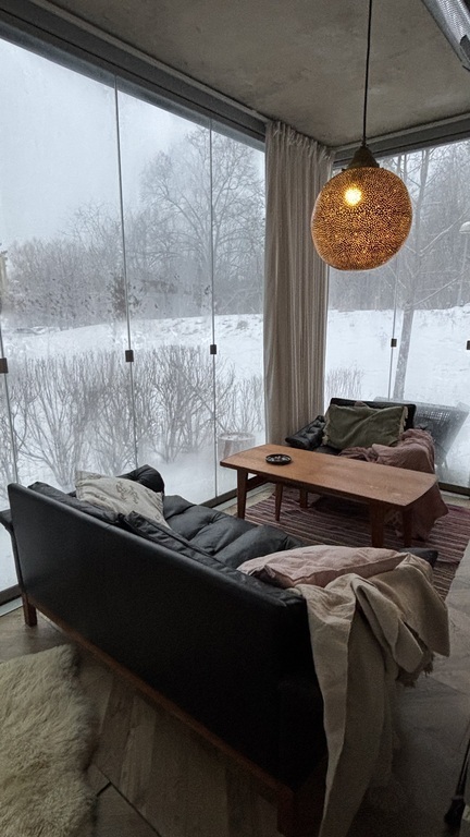 Patio, closed with glassdoors for chilly evenings, and possible to fully open when the sun is out!