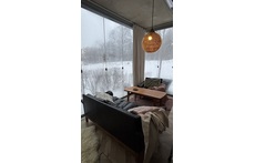 Patio, closed with glassdoors for chilly evenings, and possible to fully open when the sun is out!