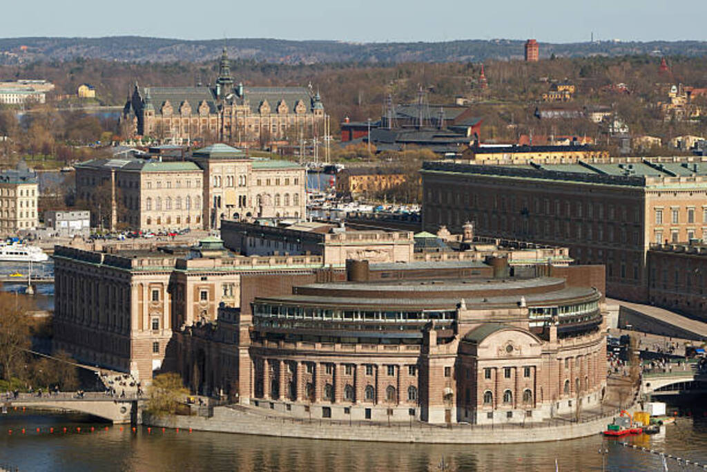 Swedish parliament, looks a bit brown and dull, but its beautifully located surrounded by water.