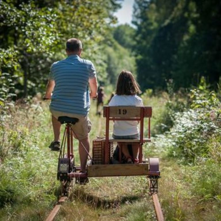 Handycar on an old railway track with possiblity to stop for a swim.
