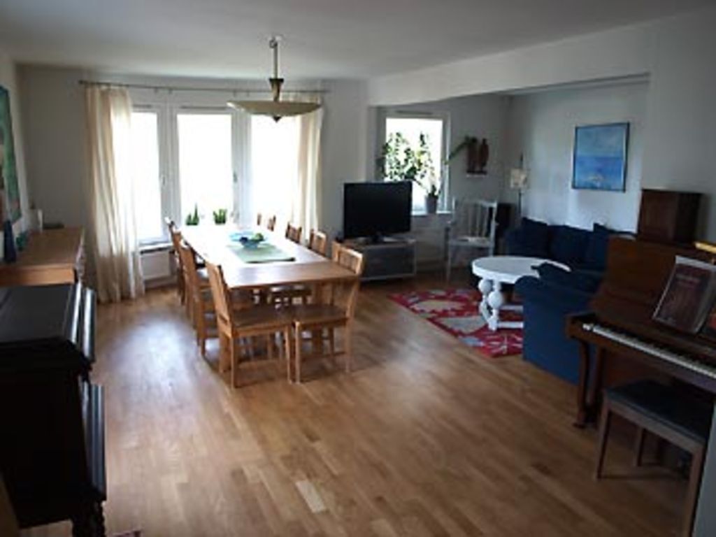 Living room, facing quiet pine woodlands