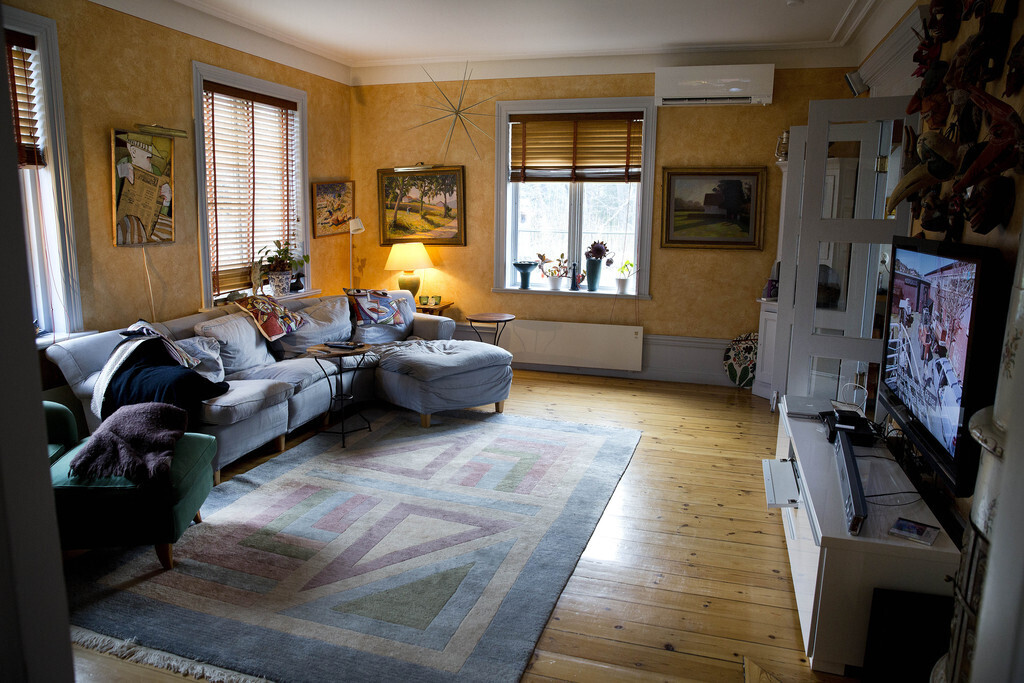 65 inch TV in room on ground floor