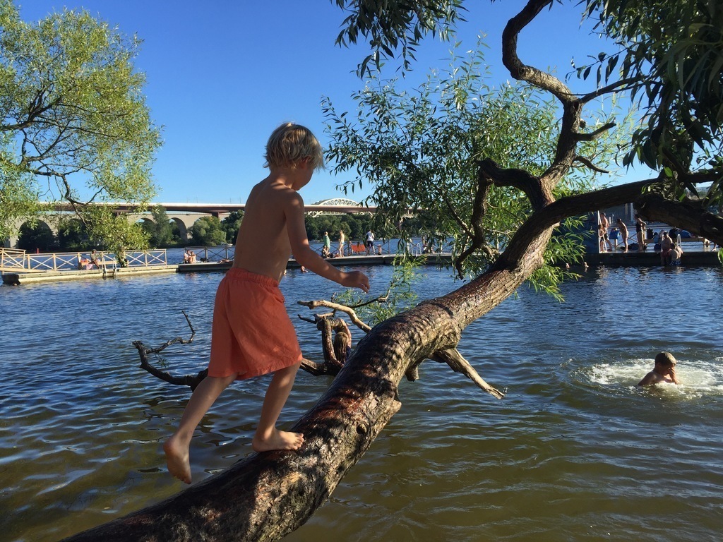 One of several public beaches in city center