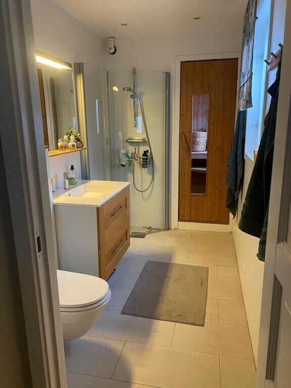 Bathroom on main floor with sauna