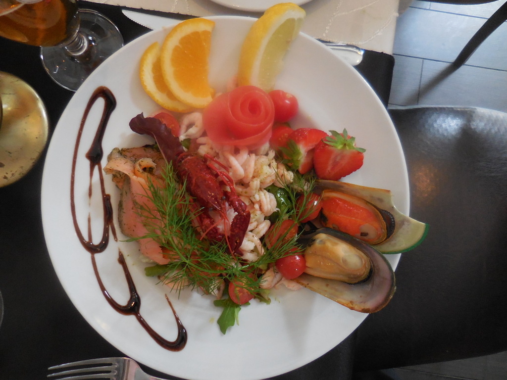 Crayfish, cured salmon, and mussels. August is the time for crayfish in Sweden.
