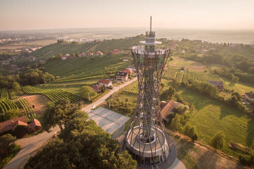 Visit Prekmurje - easternmost region of Slovenia and clim beautiful Vinarium tower that allows view in four different countries.