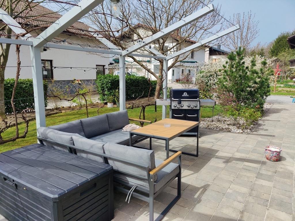 Terace in the spring. In the summer vine gives you nice natural shade. Can you imagine yourself here?