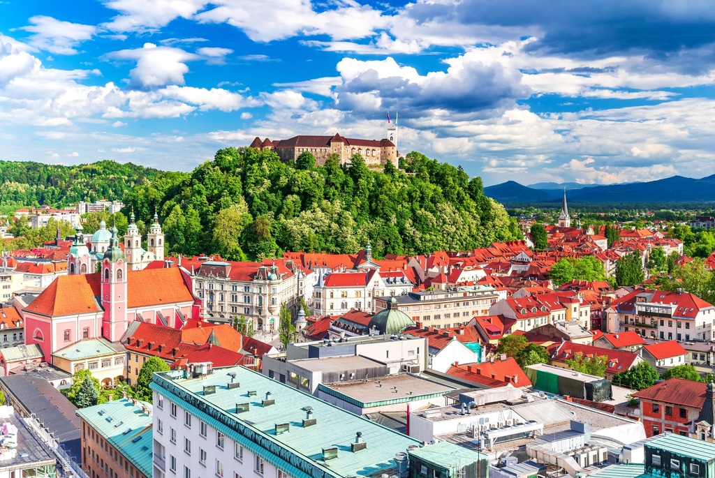 Ljubljana (the capital city) and the city castle.