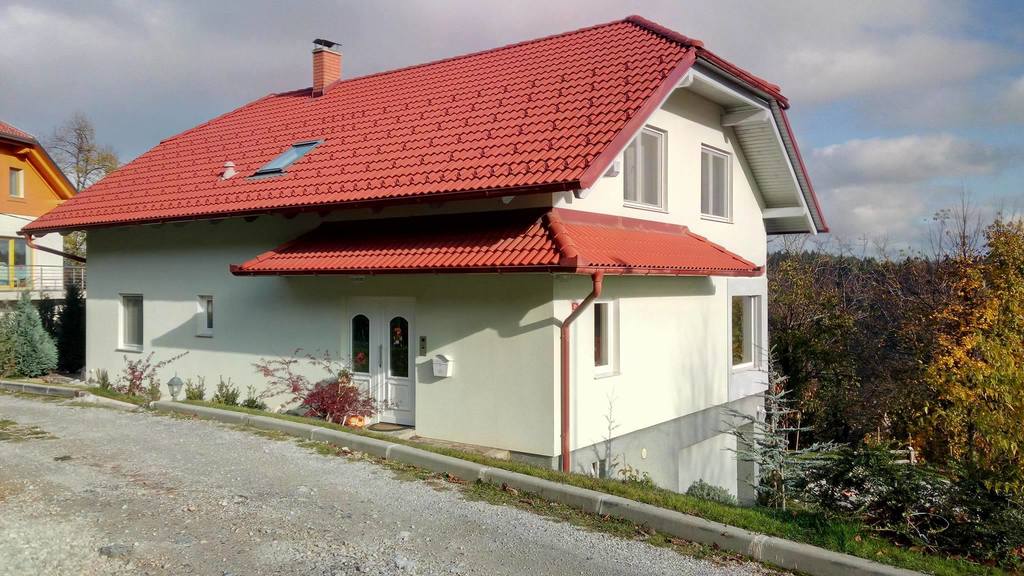 The back of the house, with the main entry.