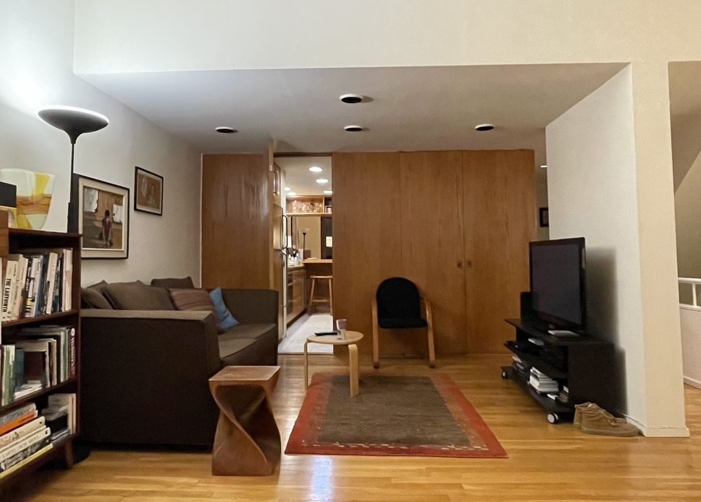 Living room alcove, looking toward the kitchen