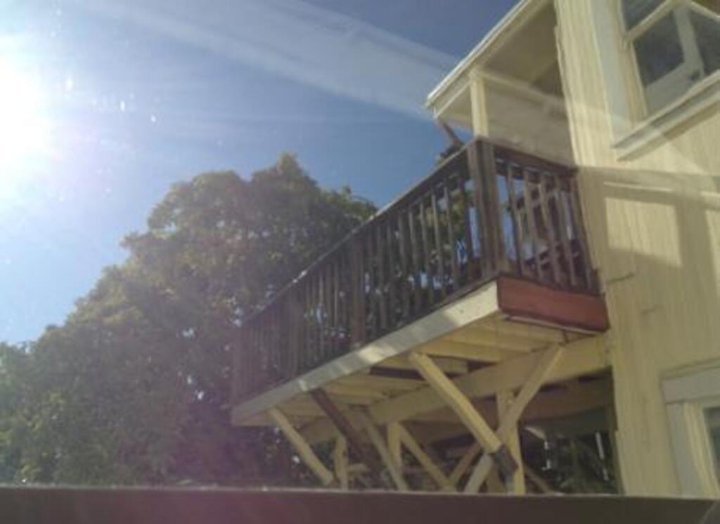 looking upward toward shared deck