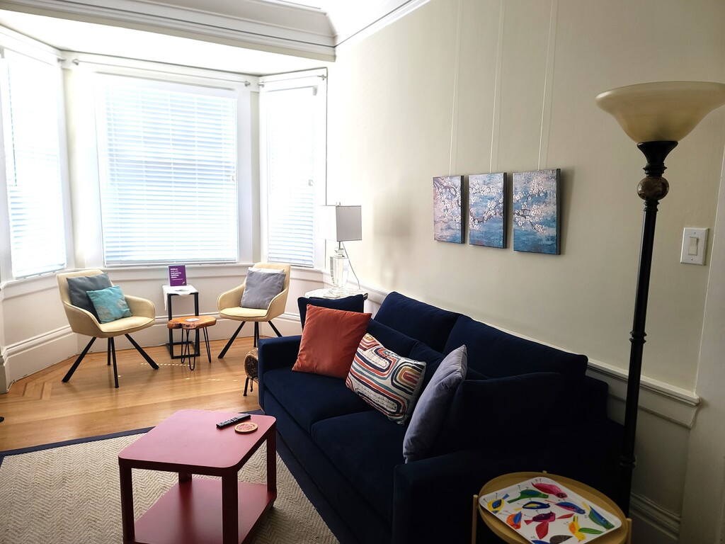 Living room sofa is 65 inches wide and 36 inches deep, so can also be used as a place to sleep.