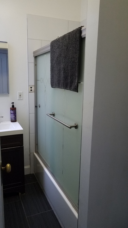 The shower and bathtub (though we don't take baths in California because of our persistent, severe water shortage).