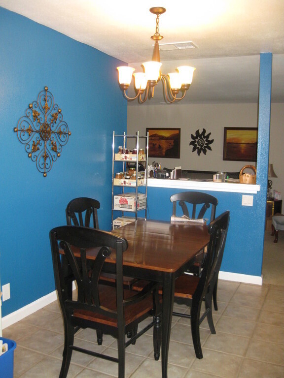 The dining area/kitchen.