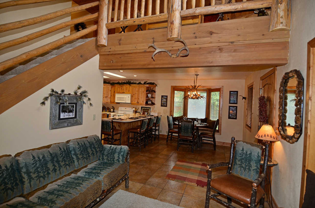 Main living/eating/kitchen area of cabin
