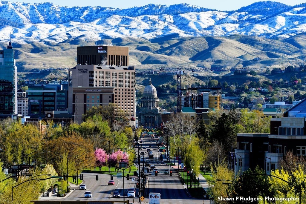 Looking toward the Idaho Capitol from the Train Depot