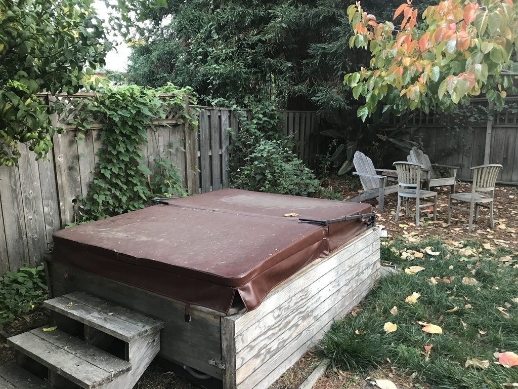 The hot tub in our yard