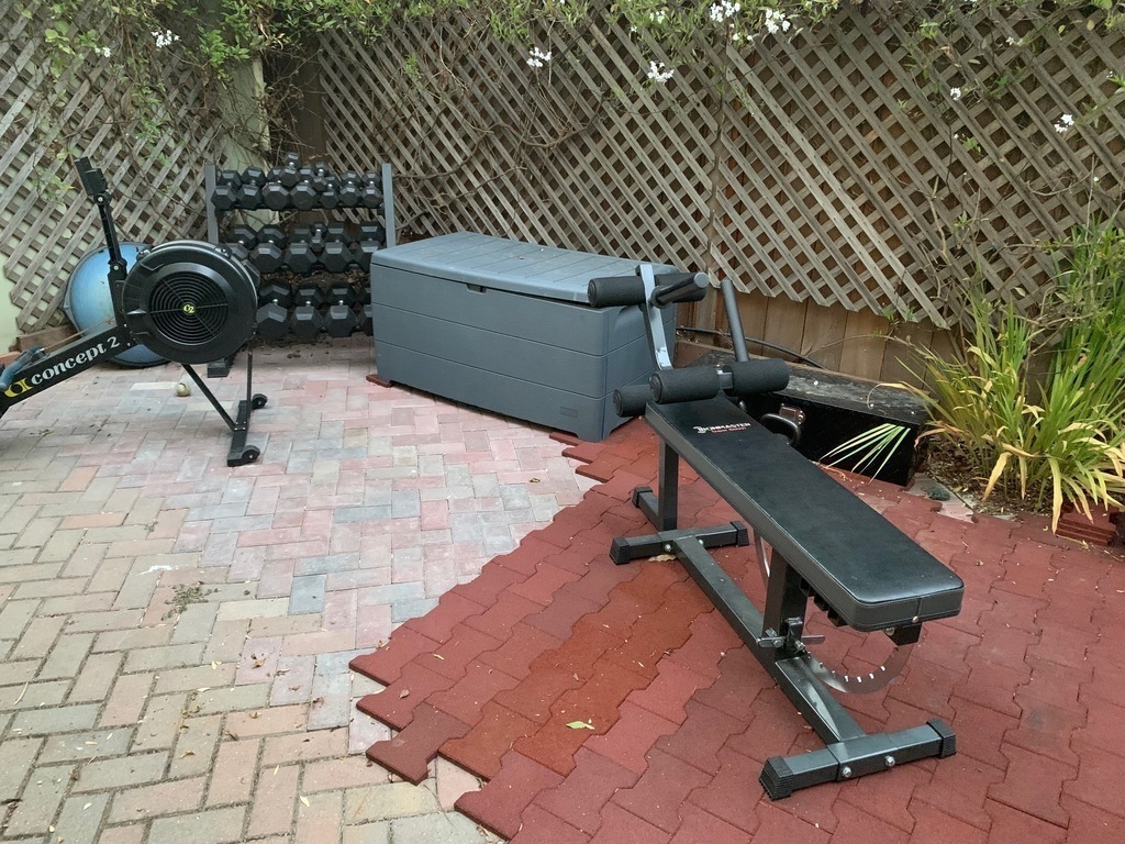 The workout area behind our house