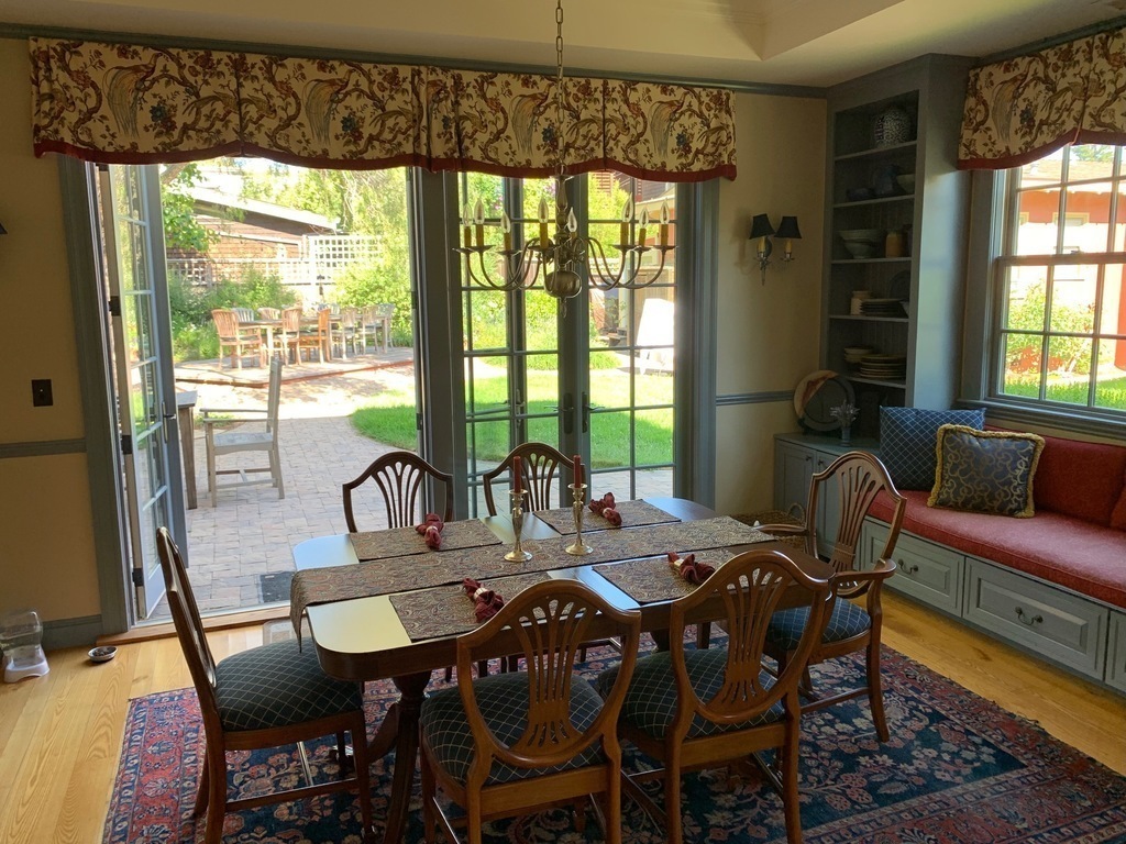 Our dining room with the doors to the yard