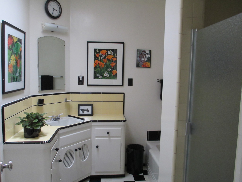 Second bathroom with tub and shower.