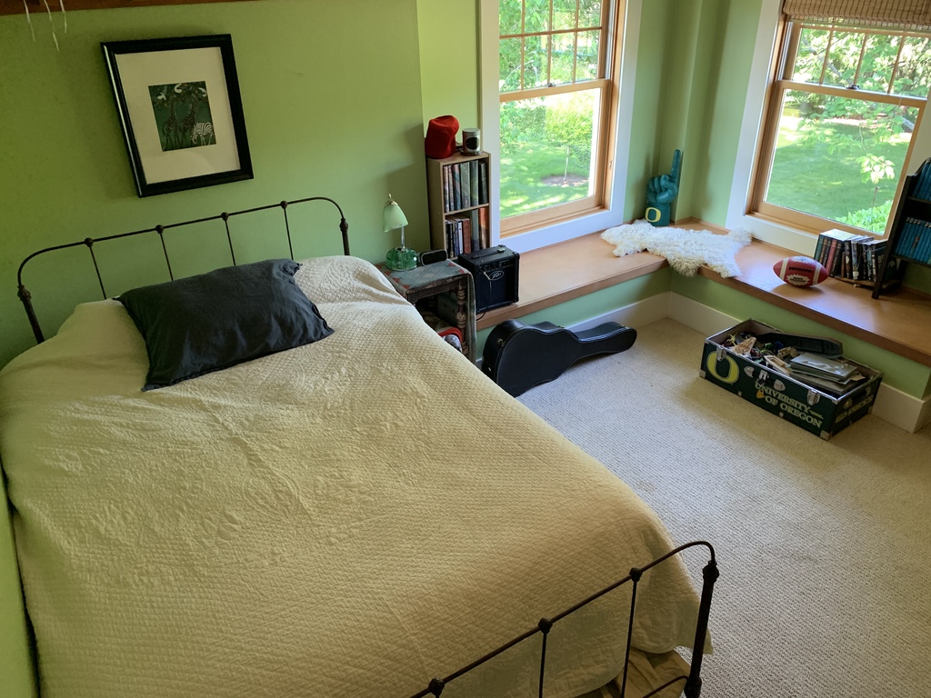 Boy’s room with queen bed and twin bed